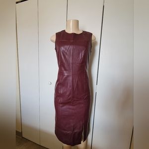 ANN TAYLOR LOFT faux Leather dress, burgundy, size 2